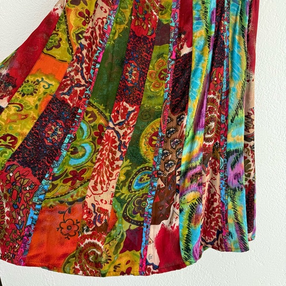 Chico’s Womens Size XL Skirt Patchwork Colorful Boho Abstract Hippie Rayon - Picture 7 of 10
